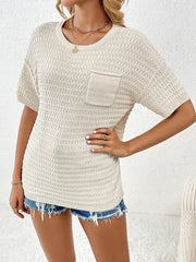 Lettie Short Sleeve Sweater Top - Cream