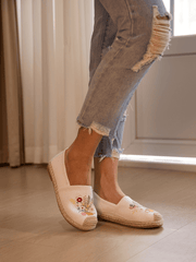 Cactus Rose | Cup Of Blossom Linen Espadrilles - Cream