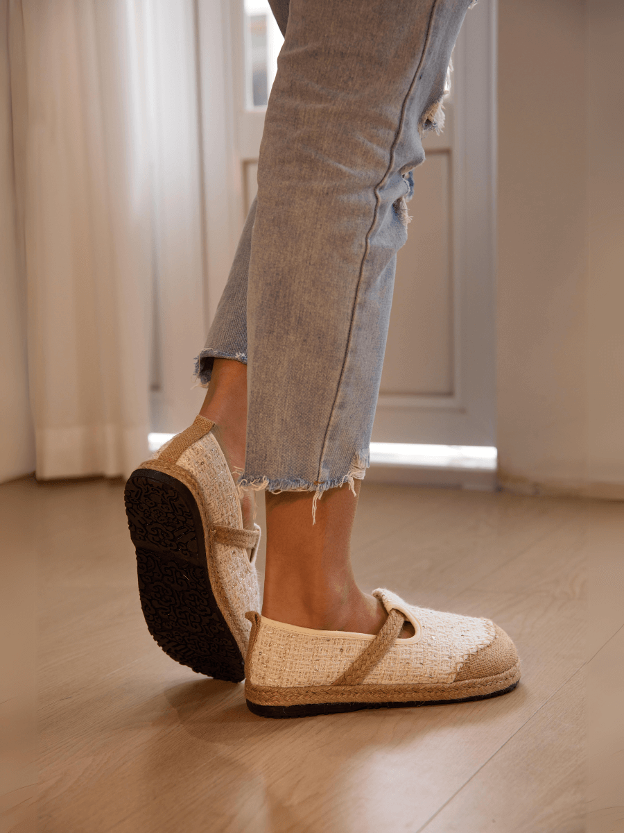 Cactus Rose | Renata Sparkle Linen Espadrilles - Cream