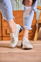 Rumour Has It | Nolita Perforated Leather Loafer - Cream