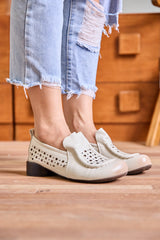 Rumour Has It | Nolita Perforated Leather Loafer - Cream