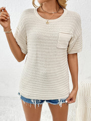 Lettie Short Sleeve Sweater Top - Cream