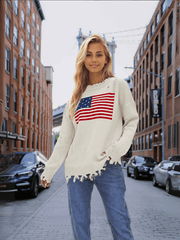 American Flag Relaxed Knit Sweater