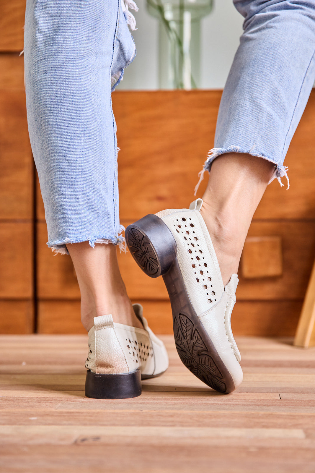 Rumour Has It | Nolita Perforated Leather Loafer - Cream