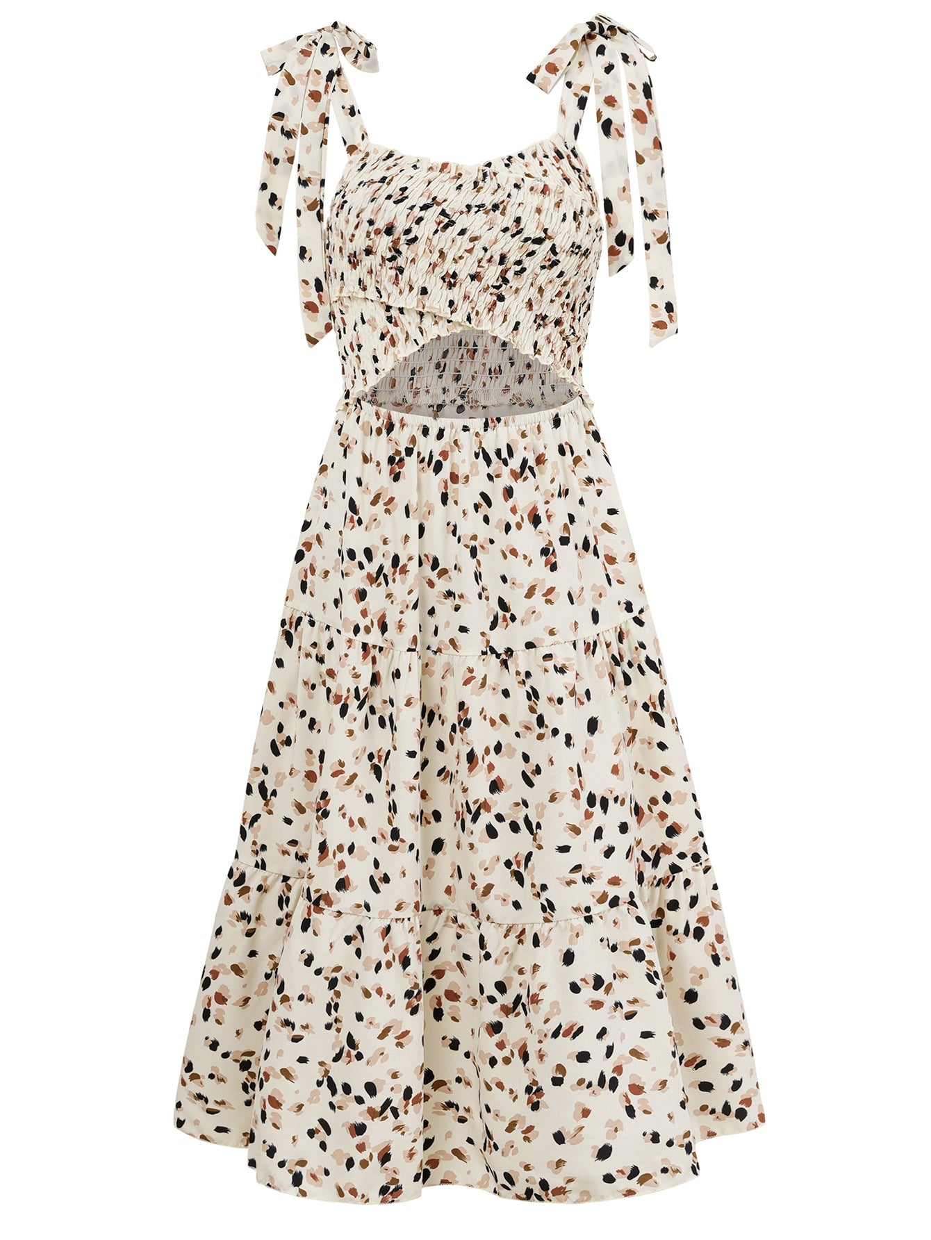 Timeless Beauty Cutout Floral Midi Dress - Cream