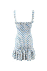 Cute Floral Print Ruffle Square Neck Bodycon Tiered Smocked Mini Sundress