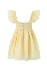 Cute Rosette Butterfly Sleeve Empire Waist Micro Mini Babydoll Sundress