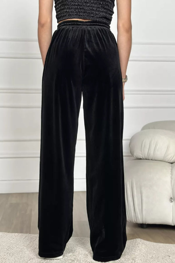 Golden Velvet Wide -legged Pants Straight Velvet Pants