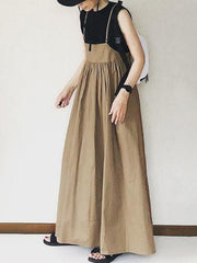 Original Solid Color Pleats Suspender Dress