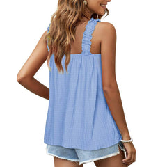 Suspender Sleeveless Tank Tops Cute Square Neck