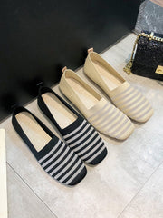 Breathable Contrast Color Striped Flat Shoes