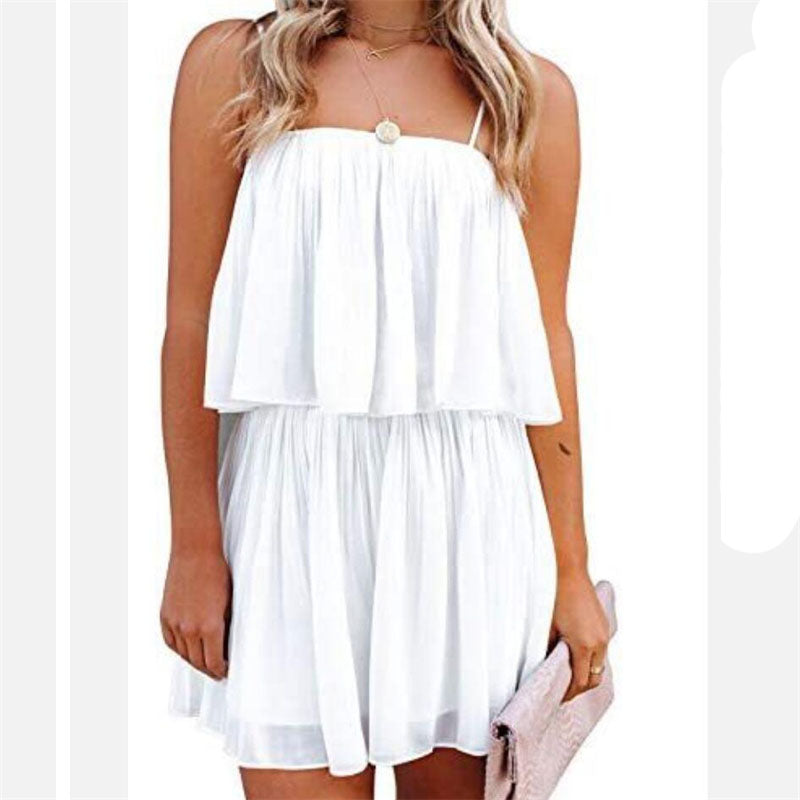 Open Back Sleeveless Sling Jumpsuit Shorts