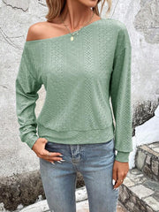 Long Sleeves Loose Asymmetric Solid Color Split-Joint One-Shoulder T-Shirts Tops