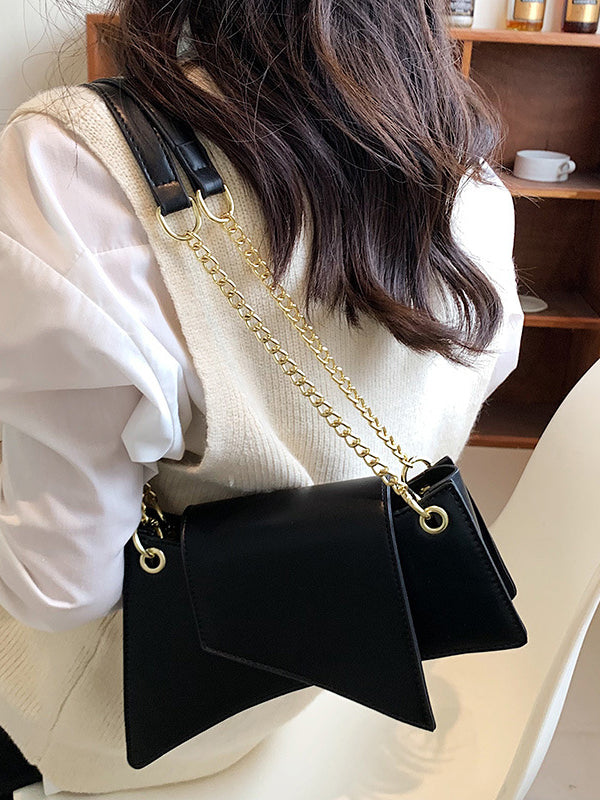 Chains Geometric Zipper Handbags