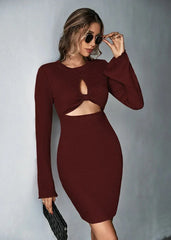 Flared Sleeve Cutout Bodycon Dress