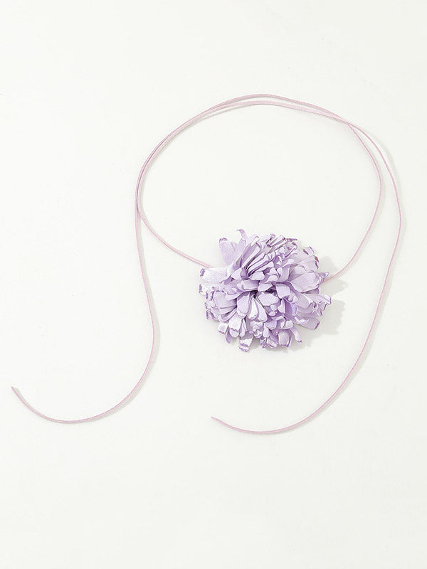 Solid Color Three-Dimensional Flower Tied Necklaces Accessories