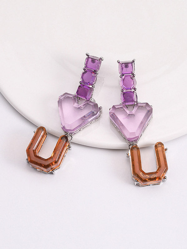 Geometric Heart Shape Drop Earrings