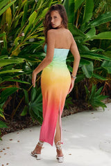 Jean Rainbow Sequins Tube Maxi Dress