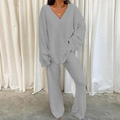 Casual Loosen V Neck Household Two Piece Set