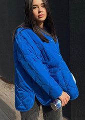 Oversized Quilted Jacket in Electric Blue