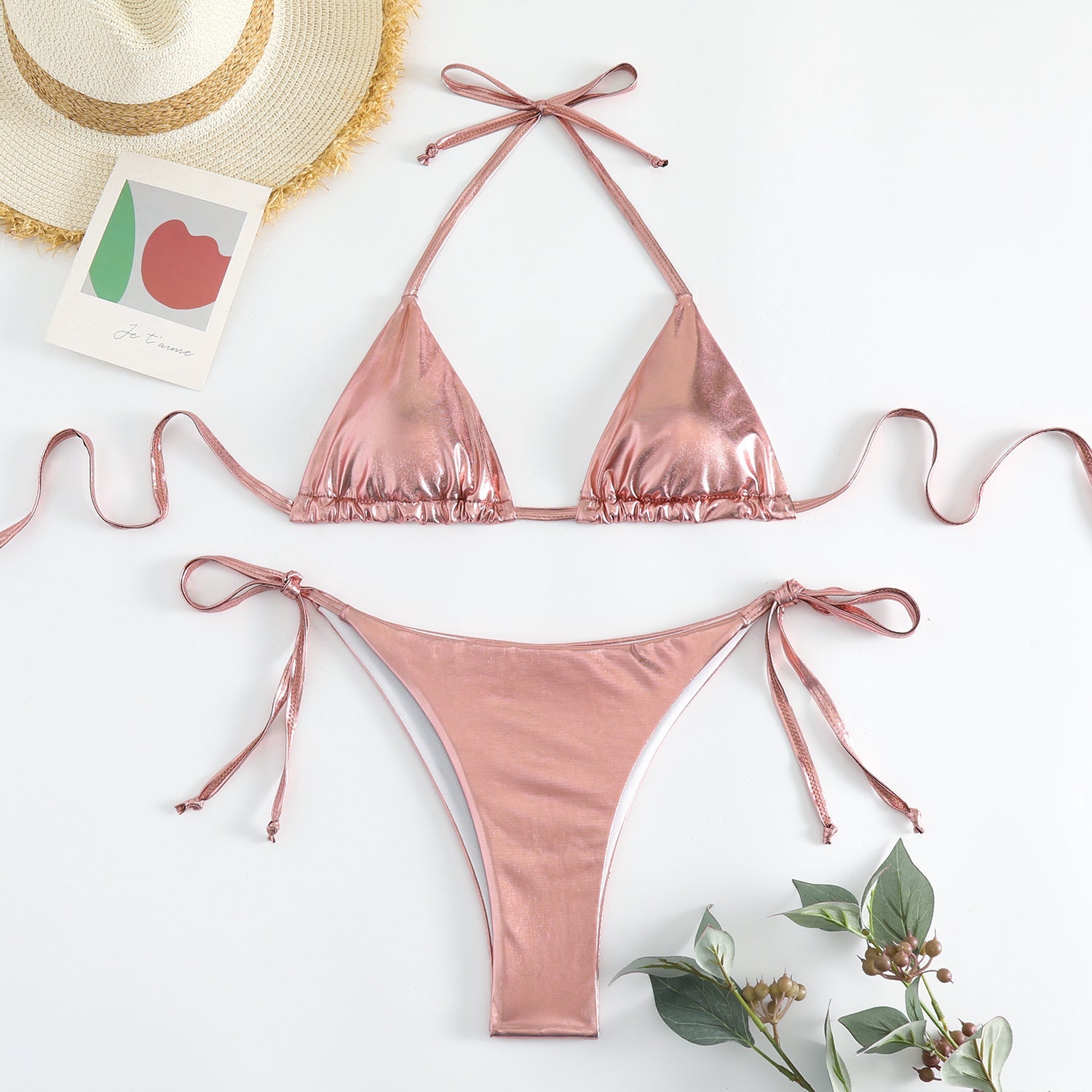 Cleo Triangle Lace-up Bikini Set