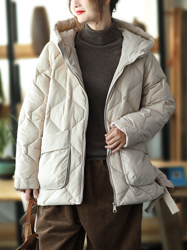 Original Solid Hooded Cotton-Padded Coat