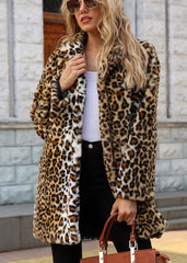 Leopard Print Faux Fur Coat for Autumn/Winter