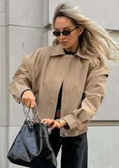 Chic French Lapel Bomber Jacket – Effortless Style for Every Day