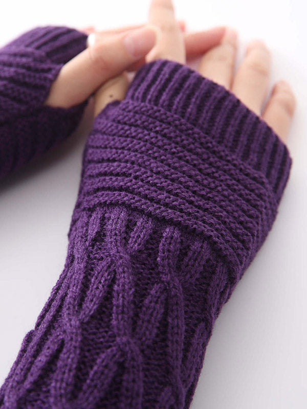 Solid Color Keep Warm Jacquard Knitted Sleevelet