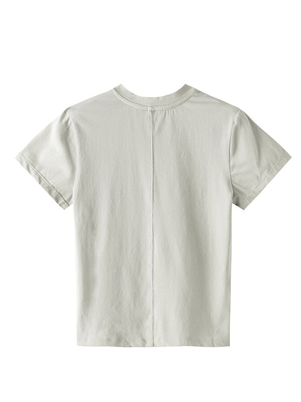 Simple Solid Color Round-Neck Short Sleeves T-Shirt Top