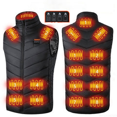 17PCS Heated Jacket Fashion Men Women Coat Intelligent USB Electric Heating Thermal Warm Clothes Winter Heated Vest