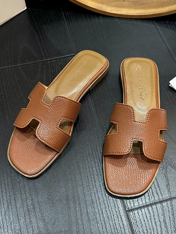 Hollow Open Toe Split-Joint Slippers