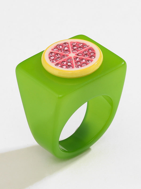 Geometric Fruit  Rhinestone Rings Accessories