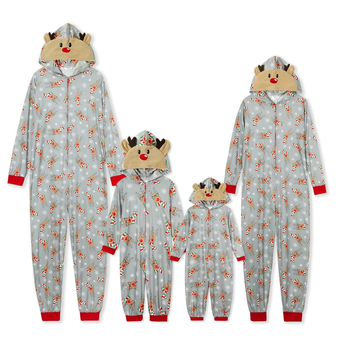 Multicolor Holiday Hooded Family Matching Onesies Pajamas