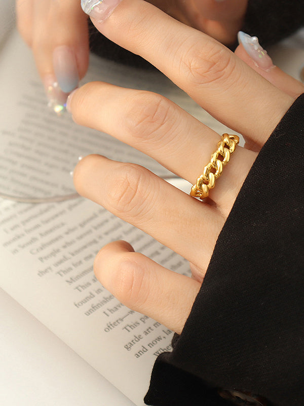 Chains Hollow Solid Color Rings Accessories