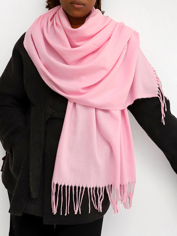 Solid Color Tasseled Shawl&Scarf