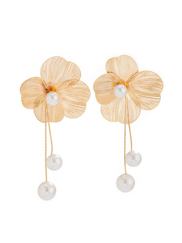 Flower Shape Tasseled Drop Earrings