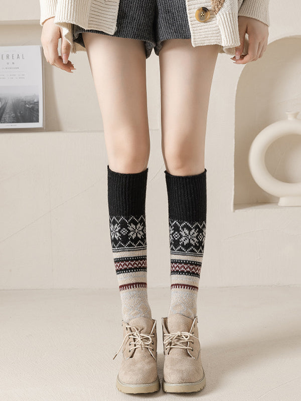 Casual Wool Keep Warm Printed Leg Warmers Accessories