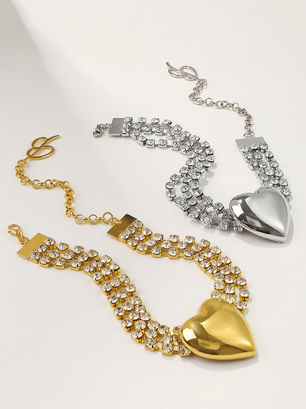 Heart Shape Rhine Stones Necklaces Accessories