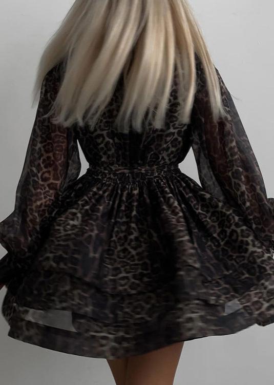 Fierce Elegance - Leopard Print Chiffon Dress