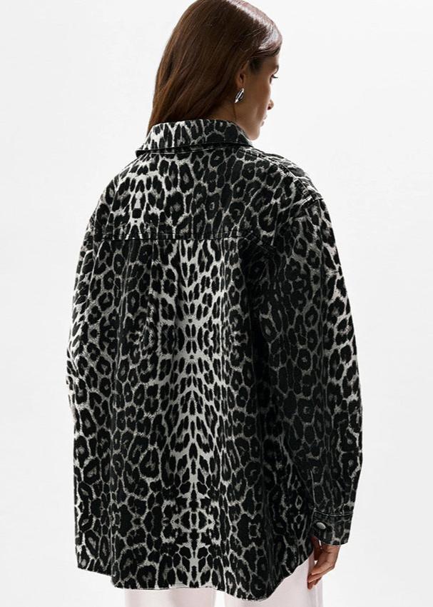 Leopard Print Cotton Oversized Jacket