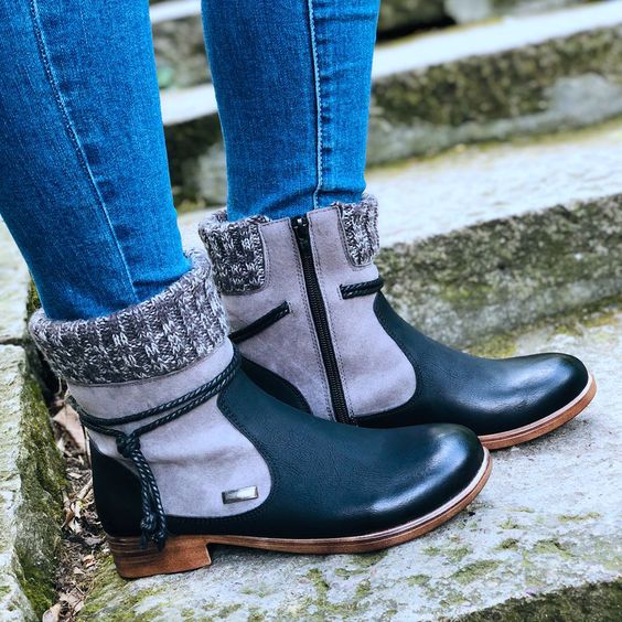 2023 winter new high-top cotton-trimmed leather boots