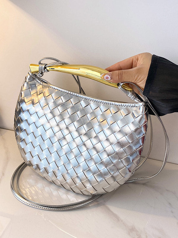 Geometric Shiny Woven Crossbody Bags Handbags