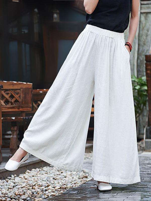 Loose Wide-leg Linen Pants