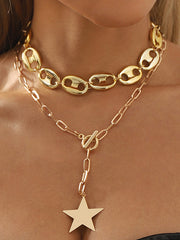 Chains Double Layered Geometric Star Shape Necklaces Accessories