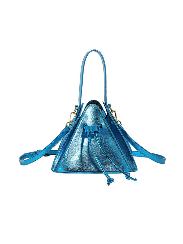 Triangle Drawstring Solid Color Split-Joint Handbags