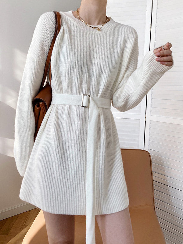 Loose Lace-Up Knitting Dress