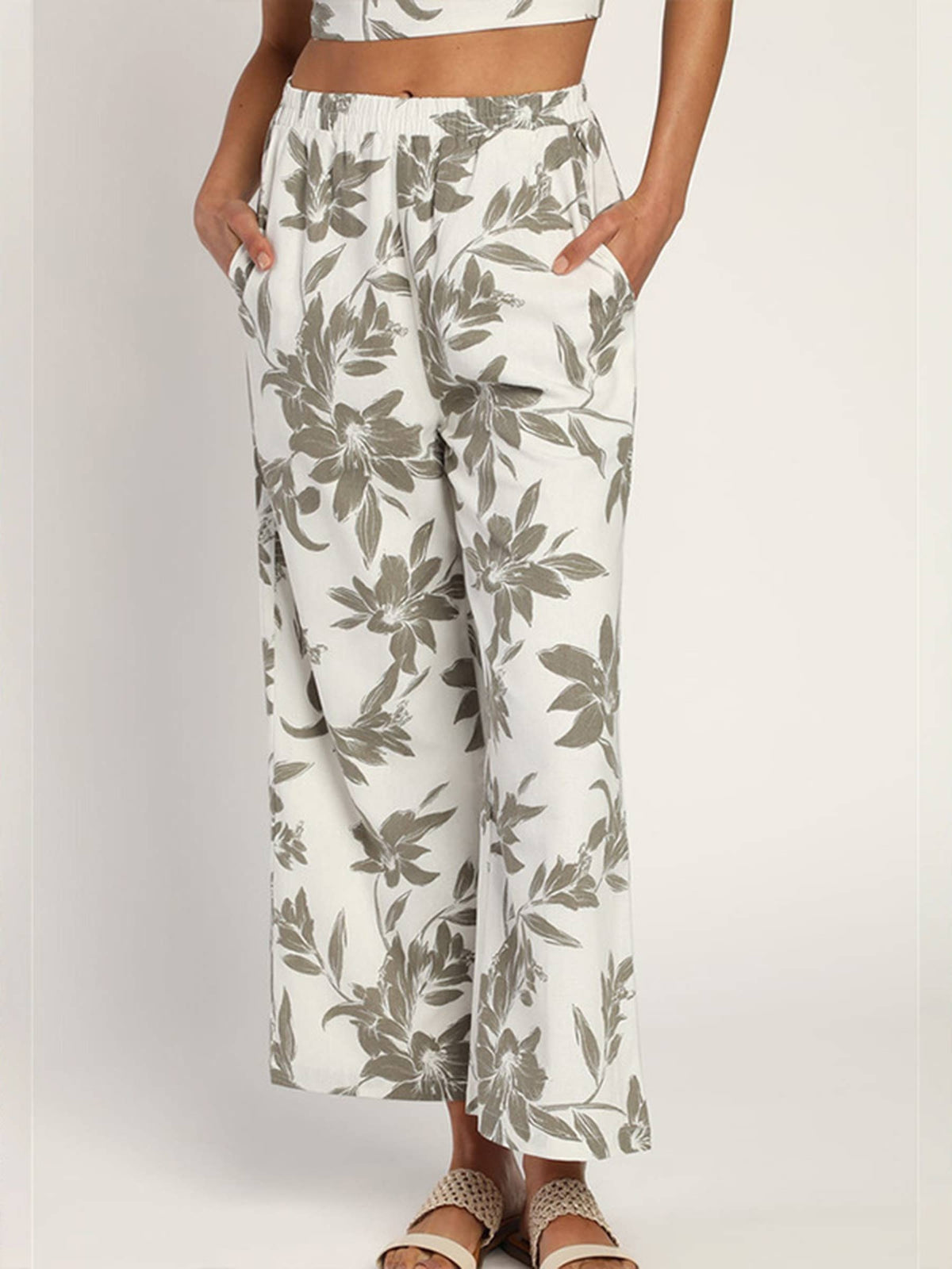 Loose Floral Casual Pants For Women With Wide Legs