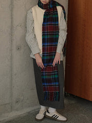 Keep Warm Plaid Tasseled Scarf