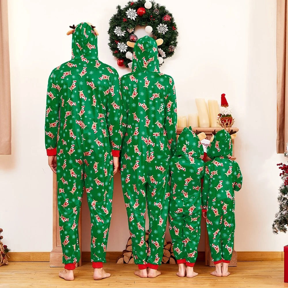 Multicolor Holiday Hooded Family Matching Onesies Pajamas